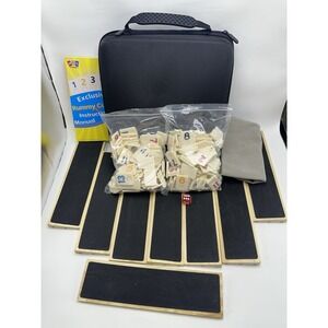Deluxe Rummy Cube Game Set‎ 6-8 Players with 8 Wooden Racks 213 Melamine Tiles